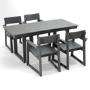 5 Piece Outdoor Dining Set For 4, Patio Table With Umbrella Hole And 4 Armrest Chairs For Backyard - Gray