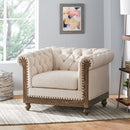 Fabric Upholstered Club Chair With Scrolled Tuxedo Arms