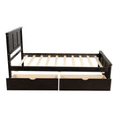 Platform Storage Bed With 2 Wheel Base Drawers