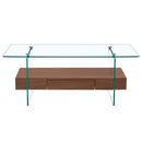 Modern 2 Tier Square Coffee Table, Elegant Marble Pattern