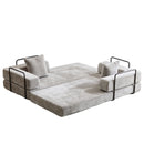 Convertible Floor Sofa Bed With Pillow Back Support Armrest