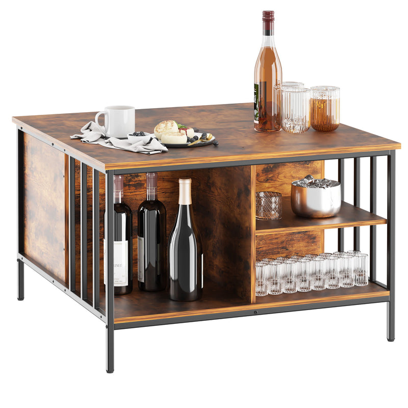 Lift Top Coffee Table With Storage, Adjustable Height Living Room - Black / Brown