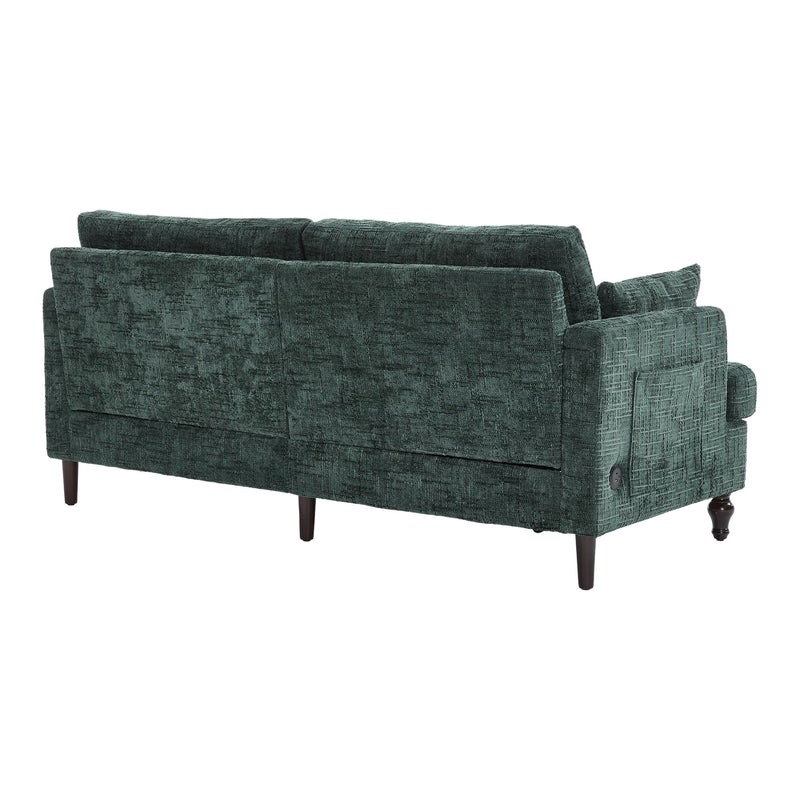 Chenille 2 Seater Sofa With LED Light, USB Charging Port, And Storage Bag