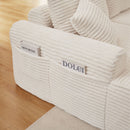 Modular Corduroy Sectional With Arched Armrests, Includes 3 Back Cushions & 2 Throw Pillows