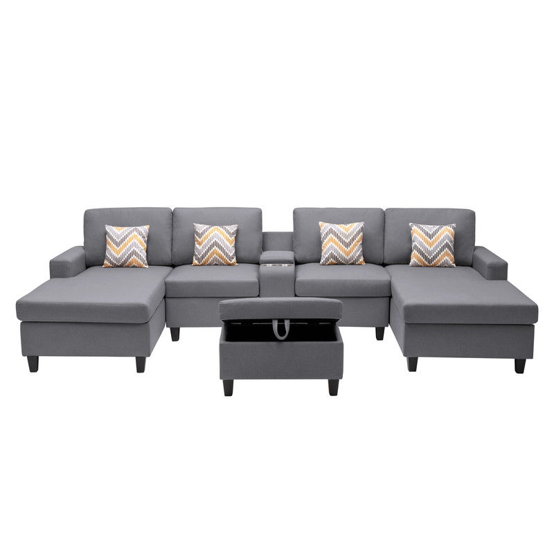 Nolan - Fabric 6 Piece Sectional Sofa With Pillows And Interchangeable Legs