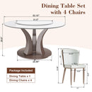 Table With Rotating Tray Scratch & Heat For Kitchen & Restaurant, 4 Chairs - White