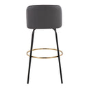 Toriano - Contemporary Fixed Height, Barstool With Swivel & Round Footrest (Set of 2)