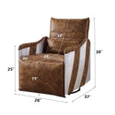 Qalurne - Recliner - 2-Tone Mocha Top Grain Leather & Aluminum - Atlantic Fine Furniture Inc