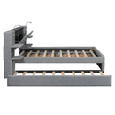 Upholstered Platform Bed With Reading Lights, Drawers, Trundle And Shelves