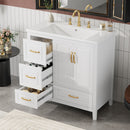 Bathroom Vanity With Sink, Soft Closing Doors & Drawers, Metal Handles