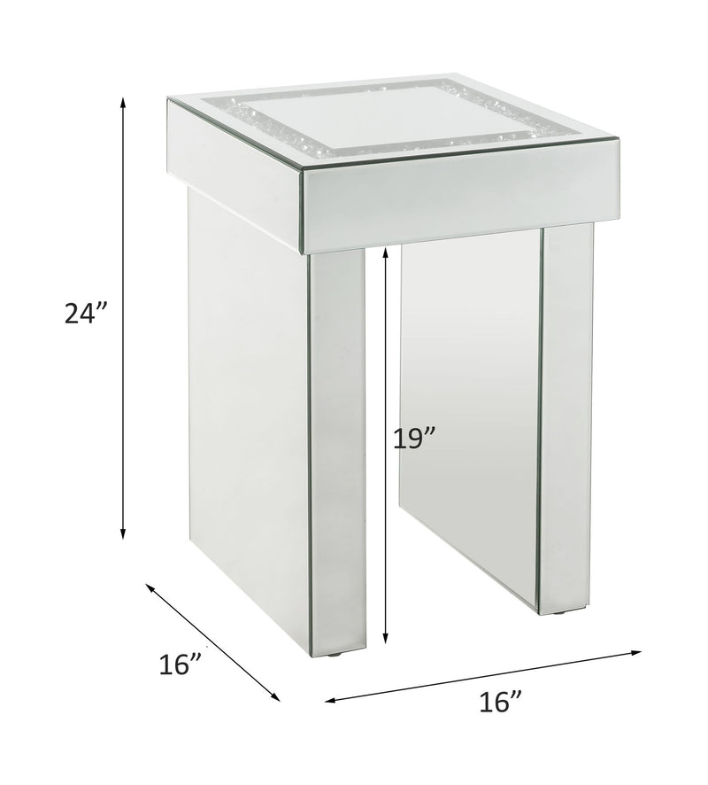 Noralie - 16" End Table With Faux Diamonds - Mirrored
