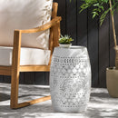 Transitional Ruby - Side Table With Lace Cut Design - White