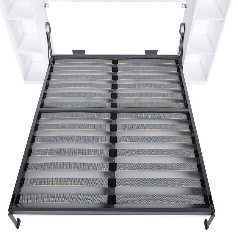 Queen Murphy Bed With Storage Cabinet - White