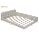 Queen Size Upholstered Platform Bed With 2 Reading Lights - White