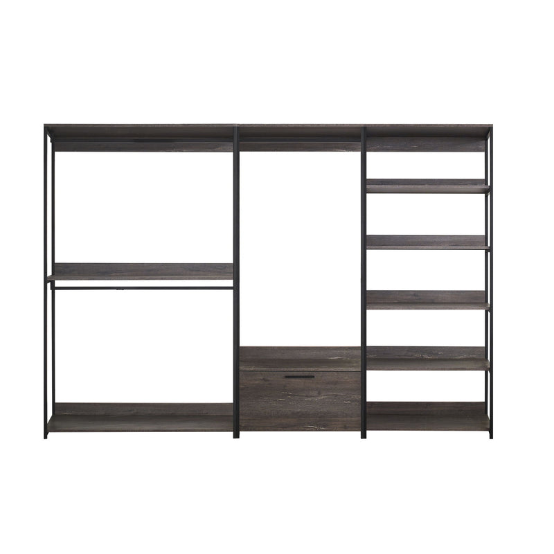 Monica - Wood Walk In Closet System, Modular Design Melamine - Rustic