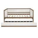 Full Size Daybed With Trundle And Nailhead Decoration - Wood