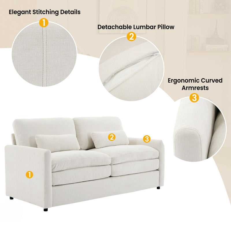 Cozy Upholstered Plush Cushion Loveseat Sofa For Living Room