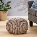 Moro - Knitted Cotton Round Pouf With Pumpkin Shape