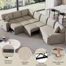 L-Shaped Sofa Sectional Sofa Couch Pull-Out Sofa Bed With Charging Devices And Cup Holders For Living Room