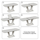 Modern Industrial Style Expandable Dining Table With U Shaped Legs - Antique Gray White