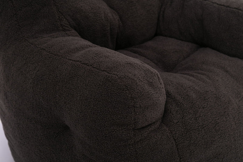 Soft Teddy Fabric Tufted Foam Bean Bag Chair With Teddy Fabric