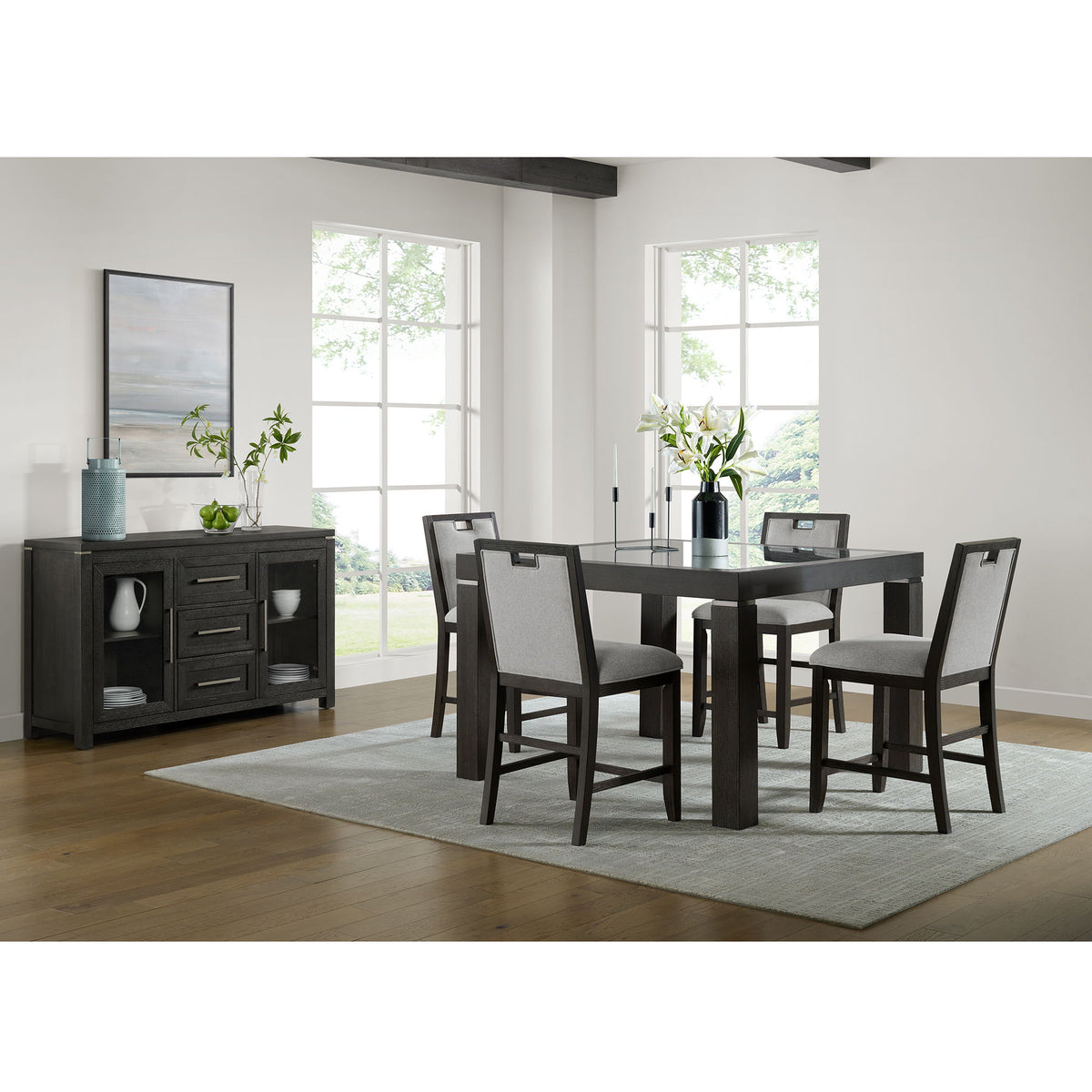 Elodie Counter Table With Glass in Charcoal by Elements International, view 8