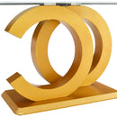 Modern Minimalist Rectangular Dining Table For 6 - 8 People With Brackets And Aureate Base - Gold