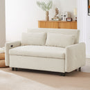 Pull-Out 2 Seat Modern Sleeper Sofa With 2 Throw Pillows And USB Ports