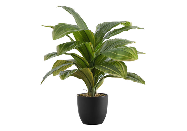 Artificial Plant, 17" Tall, Dracaena, Indoor, Faux, Fake, Table, Greenery, Potted, Real Touch, Decorative - Green / Black