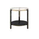 Thistle - End Table - Clear Glass, Faux Black Marble Top & Champagne