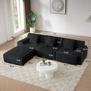 L Shaped Modular Sectional Sofa Corduroy And Movable Ottoman