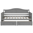 Twin Wooden Daybed with 2 drawers, Sofa Bed for Bedroom Living Room,No Box Spring Needed,Gray