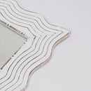 Handcarved Wave Design Rectangle Mirror Accent Enhancing Space - Antique White