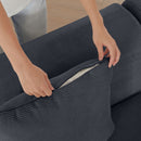 L Shaped Modular Sectional Sofa Corduroy And Movable Ottoman