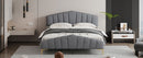 Platform Bed With Thick, Stylish Stripe Decorated Bedboard And Elegant Leg