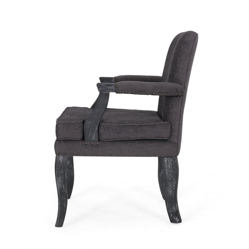 French Country Style Dining Chair With Nailhead Trim