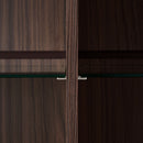 Modern Style Tall Display Cabinet With LED Lighting, Tempered Glass Door, 2 Drawers