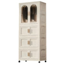 Folding Wardrobe Cabinet With Magnetic Doors, Wheels And Hangers