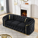 Button Tufted Couch With 2 Pillows, 3 Seater Luxury Chesterfield Sofa