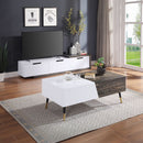 Orion - TV Stand - White High Gloss & Rustic Oak