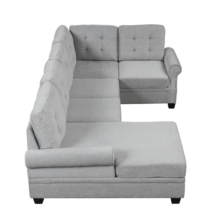 Modern U-Shaped Corner Sectional Sofa Upholstered Linen Sofa Couch For Living Room