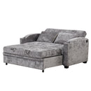 Pull Out Loveseat Sofa With Adjsutable Backrest, 2 Pillows, Cup Holders, USB Ports For Living Room