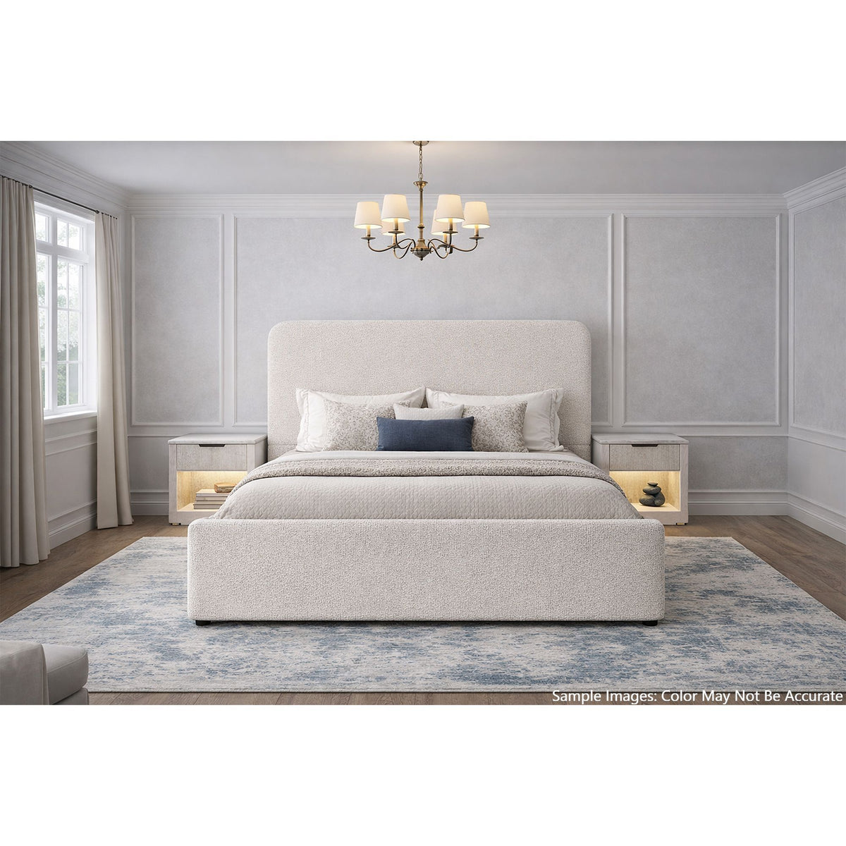 Stellar Upholstered Bed With 13 Slats in Beige by Elements International