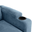 Corduroy Sleeper Sofa Loveseat Sofa With Full Size Mattress, 2 USB Ports, 2 Cup Holders, 2 Side Pockets And Phone Holder