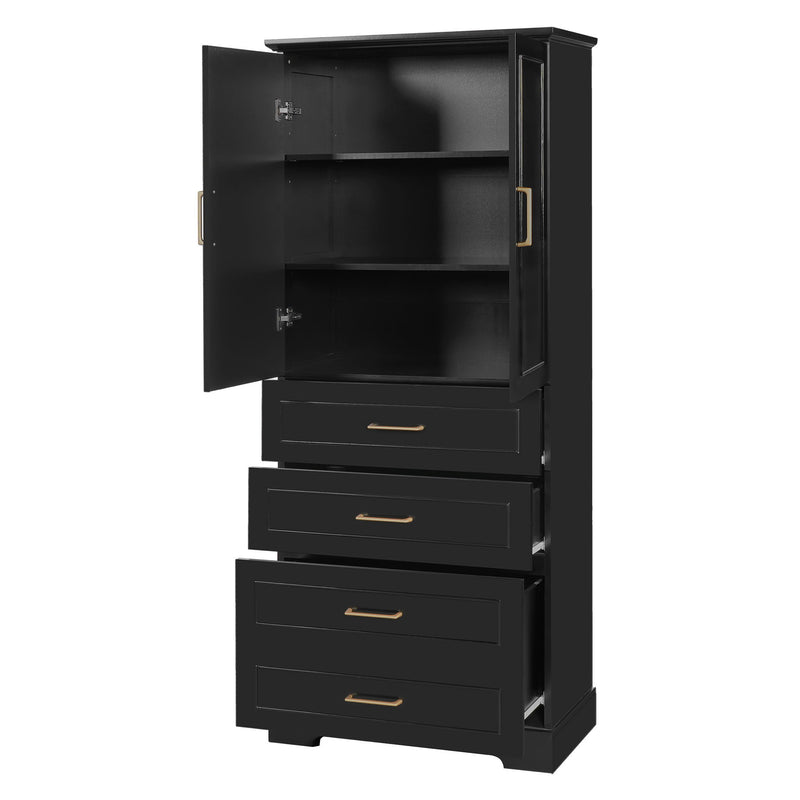 Freestanding Bathroom Cabinet With 3 Drawers, Adjustable Shelf, Soft Close Doors