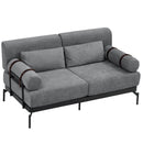 Modern Loveseat Sofa 2 Seater With USB Ports, Cylindrical Armrests