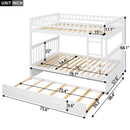 Full over Full Bunk Bed with Twin Size Trundle, Convertible Beds, White