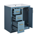 Ceramic Sink Combo, Freestanding Vanity Set With 3 Drawers & Soft Closing Doors