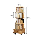Rotating Bookshelf With Wheels And Drawer, 360° Spinning Design, Space Saving Storage