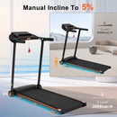 2.5Hp Quiet Folding Treadmill With Heart Rate Sensor, 300Lbs Weight Capacity, With USB Charge Station For Android & Bluetooth Speaker, 6 Shock Absorbing - Black
